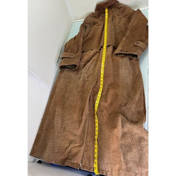 Vintage Lone Pine Leather Suede Long Coat Mens Size 42 Western Front Snap Camel - Picture 10 of 16